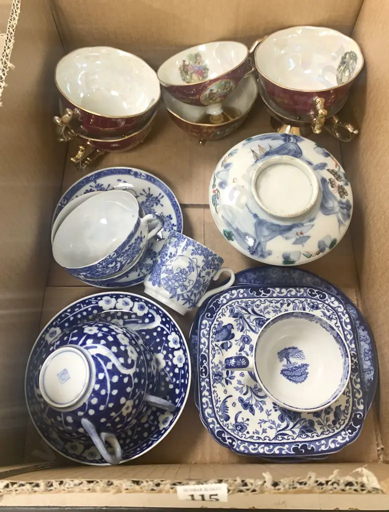 Box of Blue & White and Fancy Tea China Image 1++