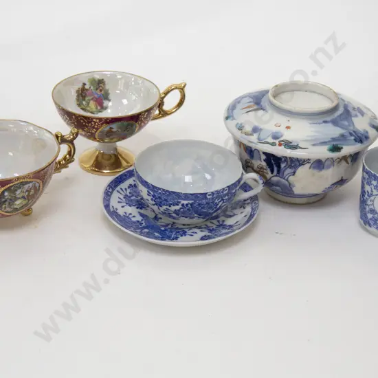 Box of Blue & White and Fancy Tea China