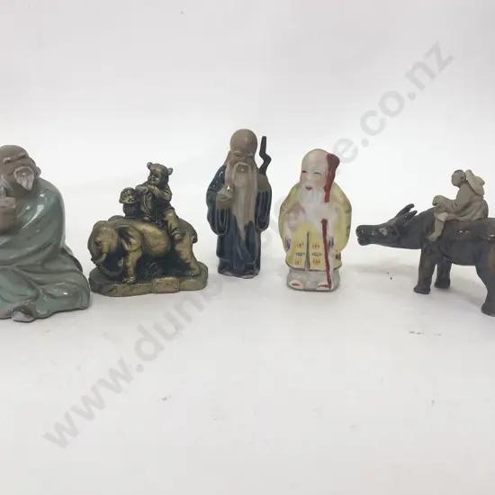 Box of Assorted Asian Figures and Ornaments