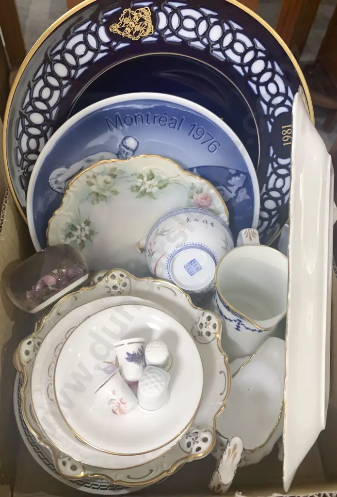 Box of Assorted Fancy Tea China and Commemorative Plates Image 1++