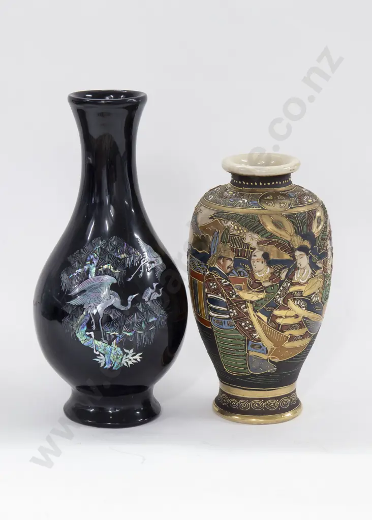 Satsuma Vase Together With Inlaid Vase Image 1++