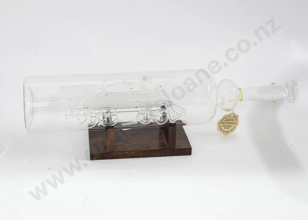 The Empire State Express Blown Glass Train in Bottle Image 1++