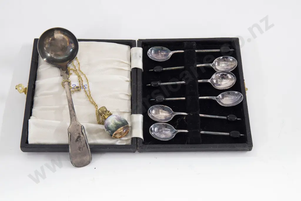 Sliver Spoon and Scent Bottle Together With Boxed Cutlery Image 1++