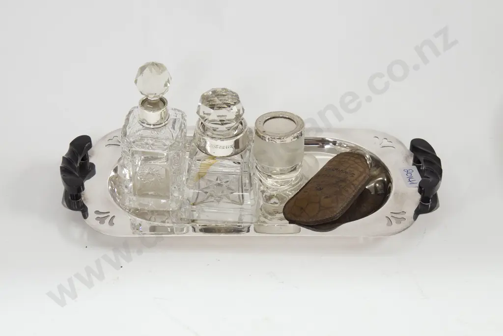 Small Quantity of Crystal Perfume Bottles and Assorted on S/P Tray Image 1++