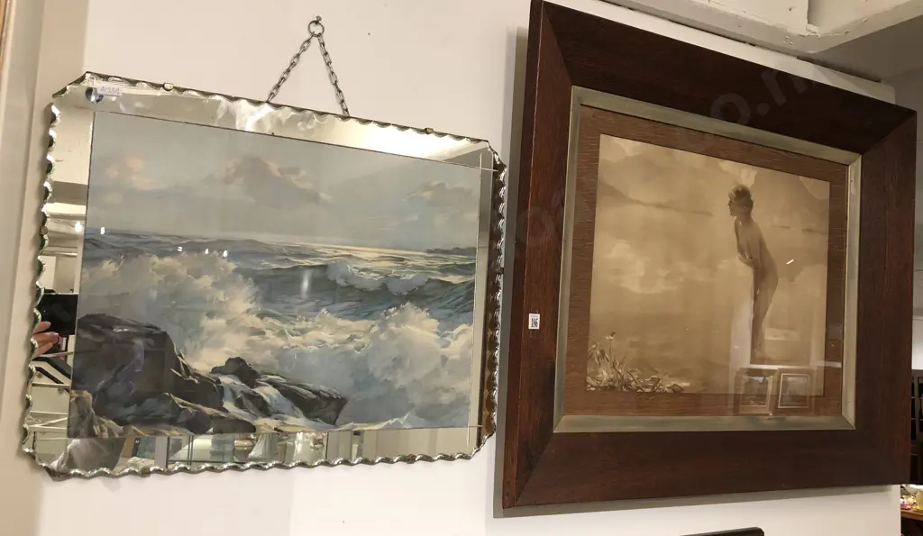 Paul Chabas Print "September Morn" Together With Mirrored Print Image 1++