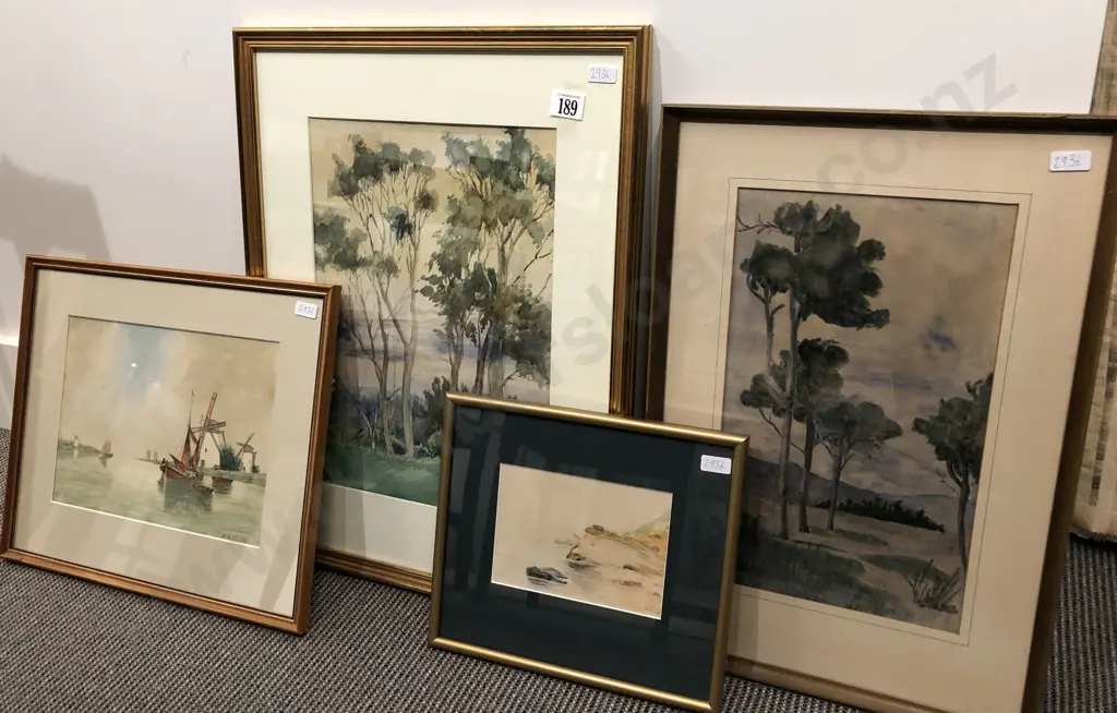 Four Framed Watercolors incl. S. Gittings Image 1++