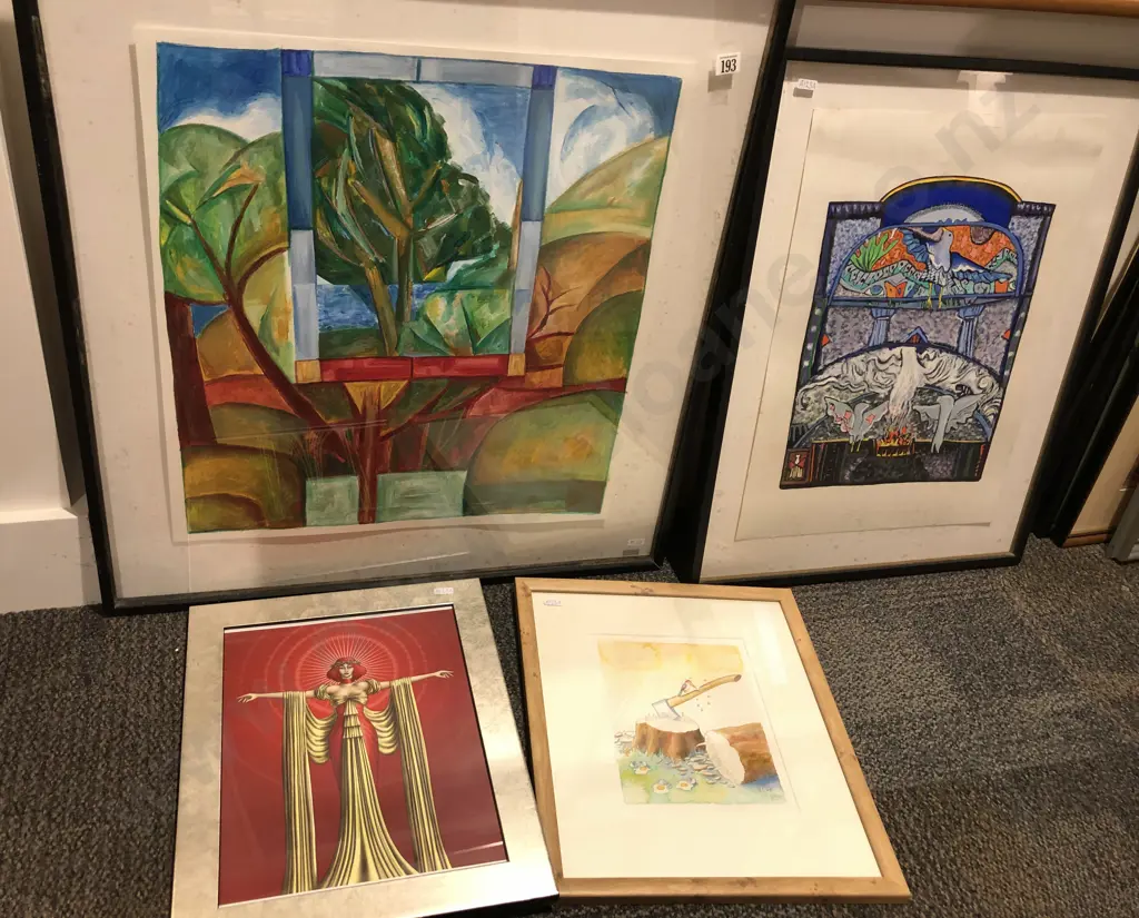 Four Assorted Framed Works Image 1++