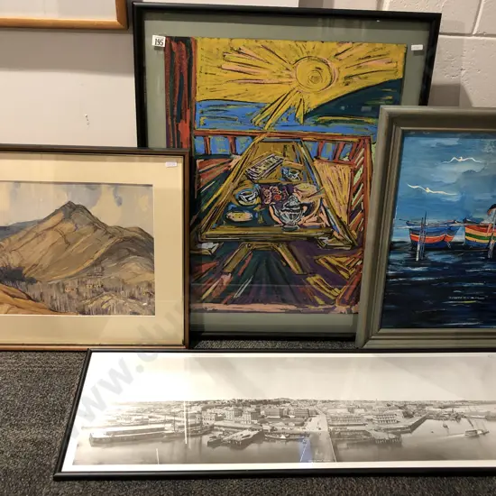 Four Framed Prints and Originals incl. Watercolor by H. C. Gurney