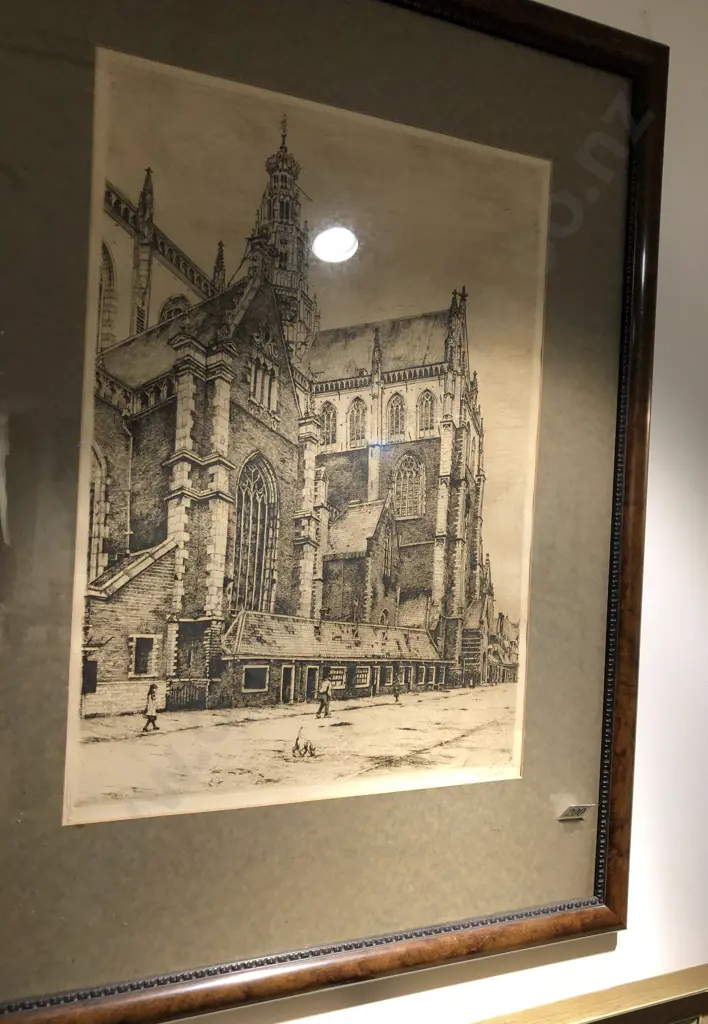 Vintage Etching of Church (Indistinctly Signed) Image 1++