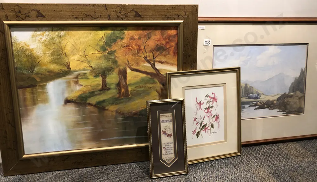 Four Framed Works incl. Watercolor by S. Hudson Image 1++