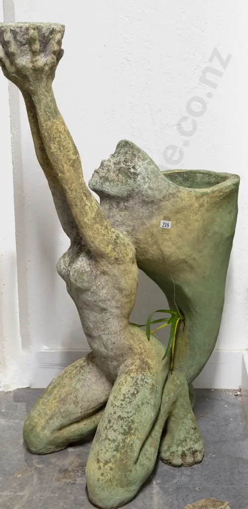 Hec Arona Garden Statue of Female Form Holding Bowl Aloft Image 1++