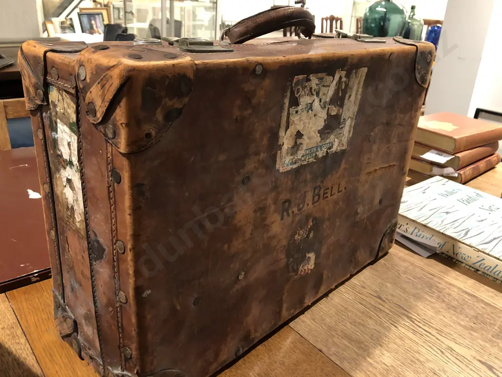 Vintage Leather Suitcase Image 1++