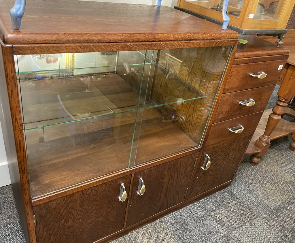 Art Deco Oak Display Cabinet Image 1++
