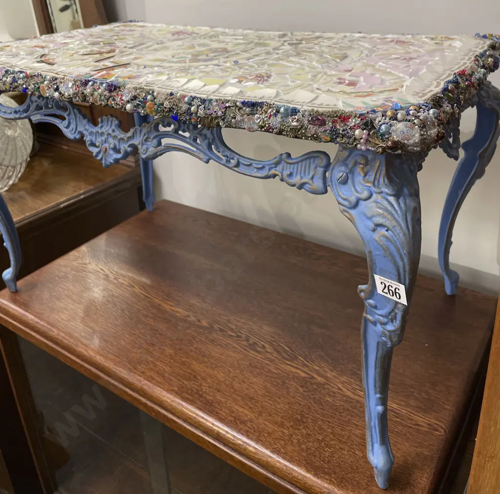 Mosaic Top Metal Base Coffee Table Image 1++