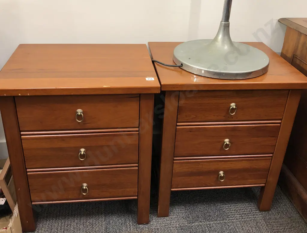 Pair of Modern Three Drawer Bedside Chests Image 1++