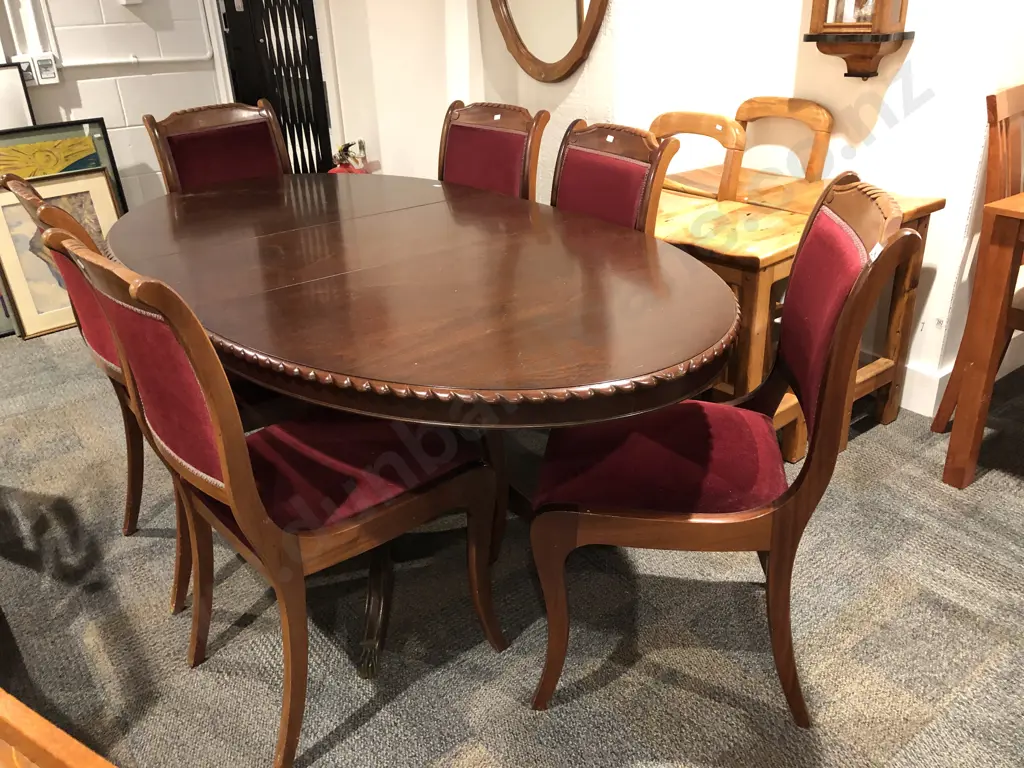 Modern Mahogany Seven Piece Dining Room Suite Image 1++