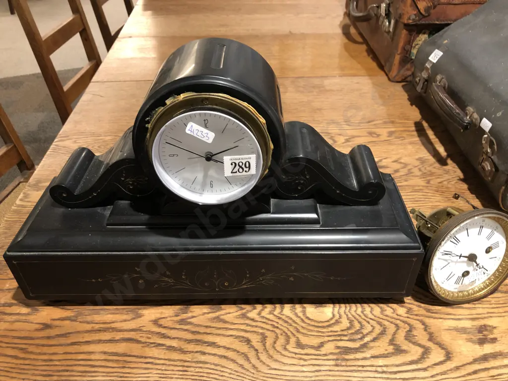 Victorian Black Slate Mantle Clock Image 1++
