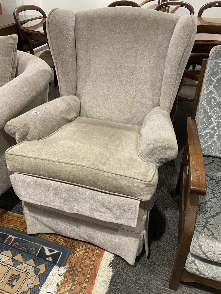 Modern Concave Sofa and Wing Armchair Image 1++