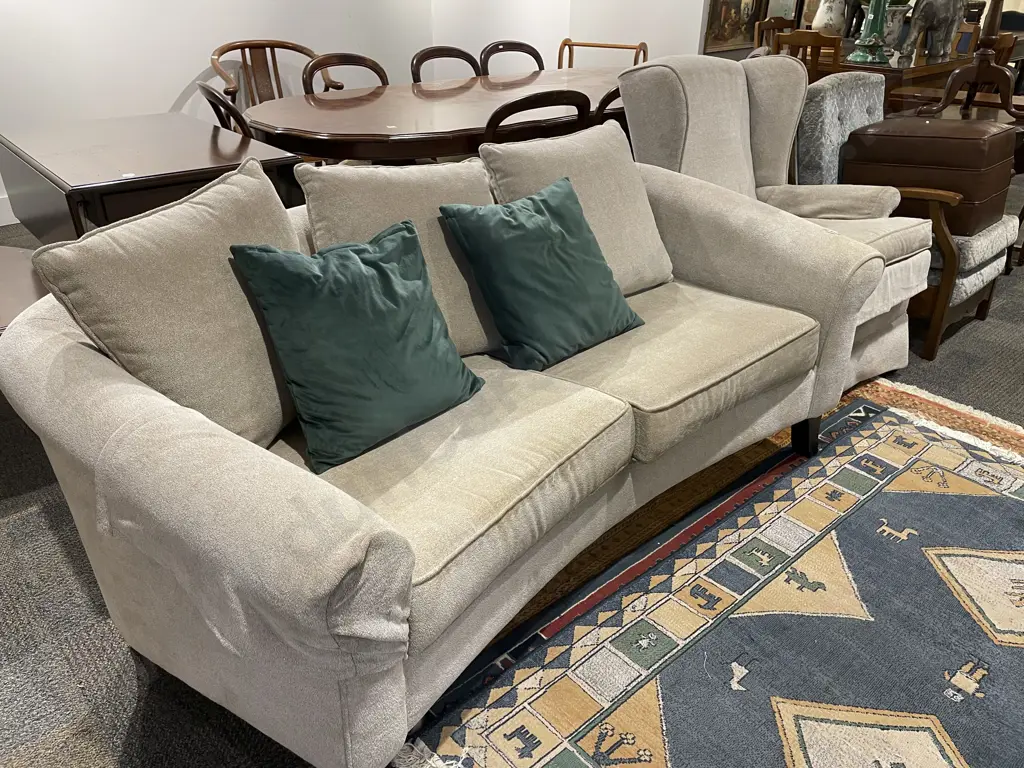 Modern Concave Sofa and Wing Armchair Image 1++