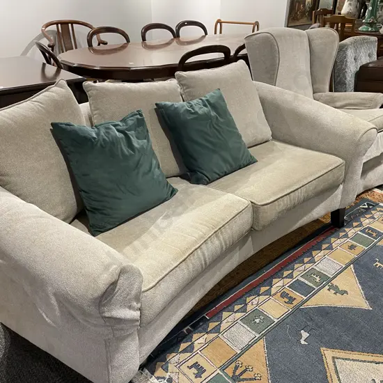 Modern Concave Sofa and Wing Armchair