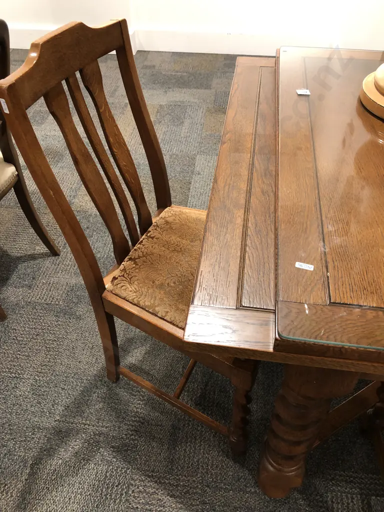 Oak Barley Twist Pull Out Dining Table Image 1++