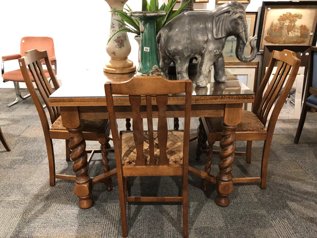 Oak Barley Twist Pull Out Dining Table Image 1++