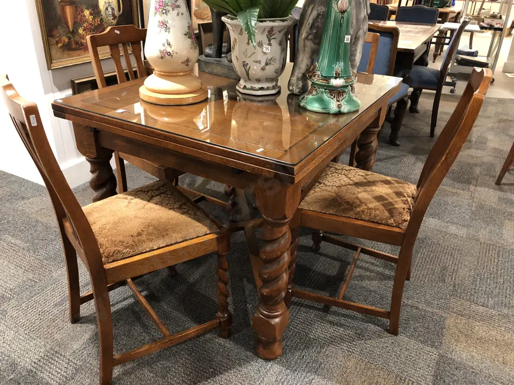 Oak Barley Twist Pull Out Dining Table Image 1++