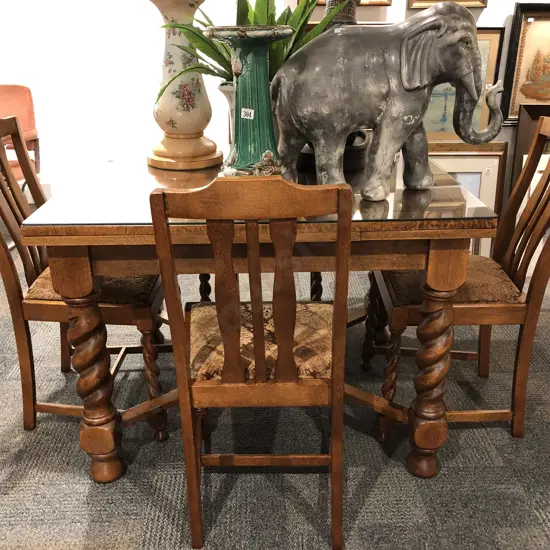 Oak Barley Twist Pull Out Dining Table