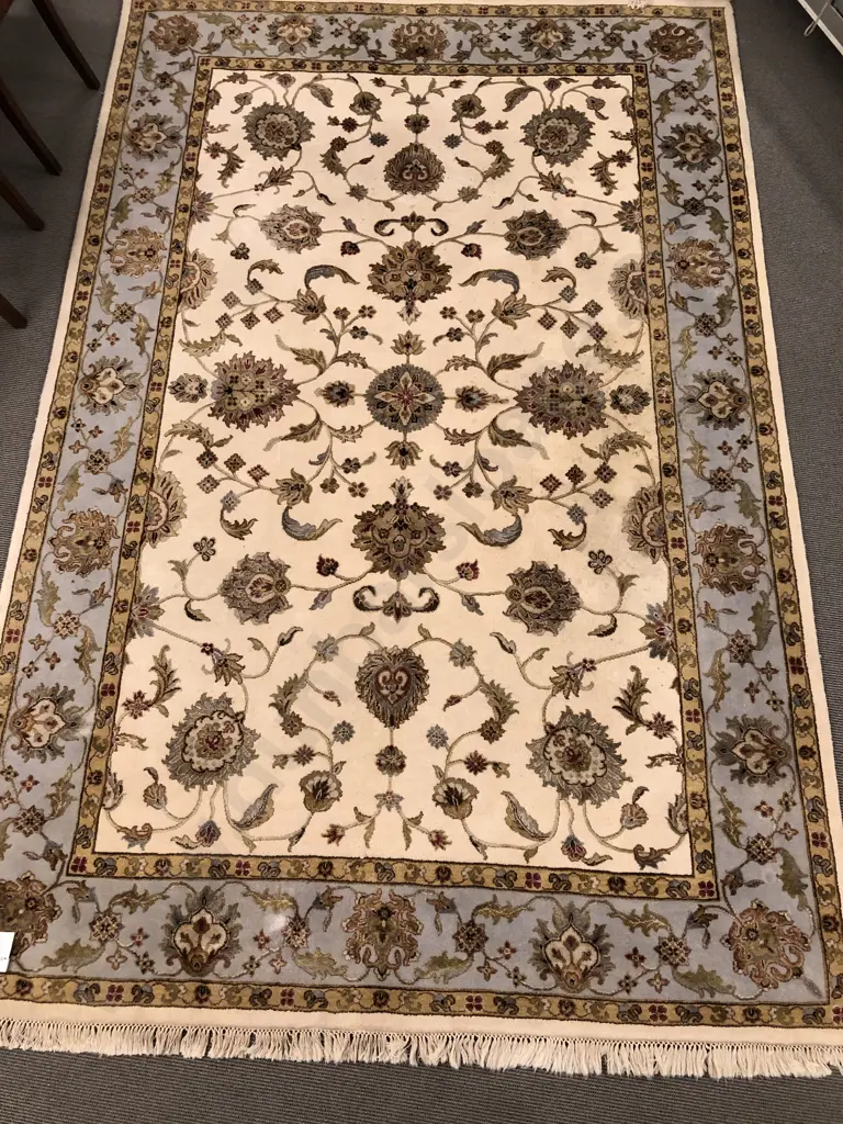 Modern Persian Rug With Floral Design on Cream Ground Image 1++