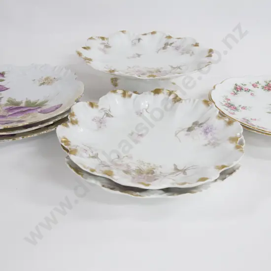 Six Place Victorian Dessert Service Together With Two Aynsley Fancy Plates