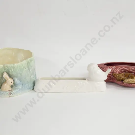 Sylvac Moulded Bowl Together With Two Other Flower Troughs