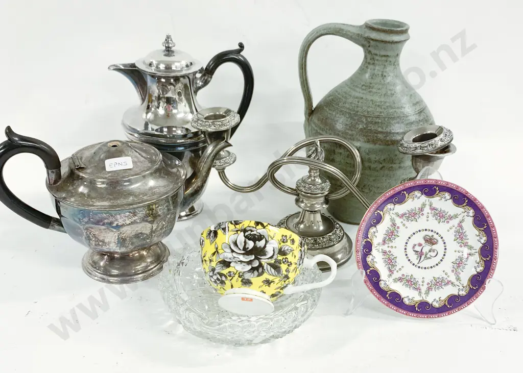 Various Pottery. Silver Plate Image 1++