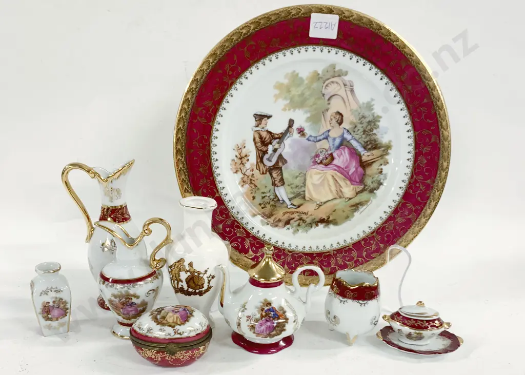 Eight Limoges Miniature Pieces on Matching Plate Image 1++