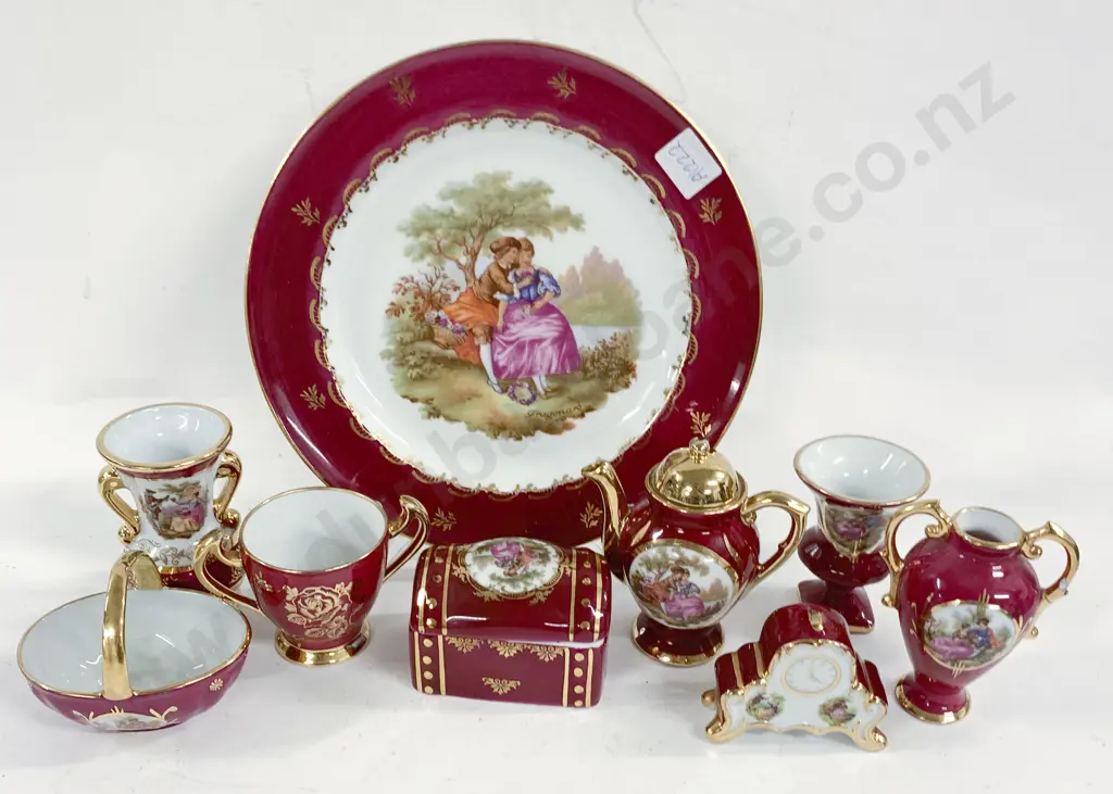 Eight Various Limoges Miniatures on Matching Plate Image 1++