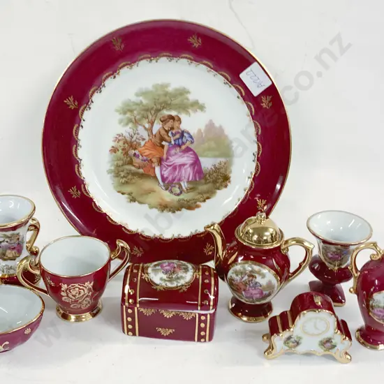 Eight Various Limoges Miniatures on Matching Plate