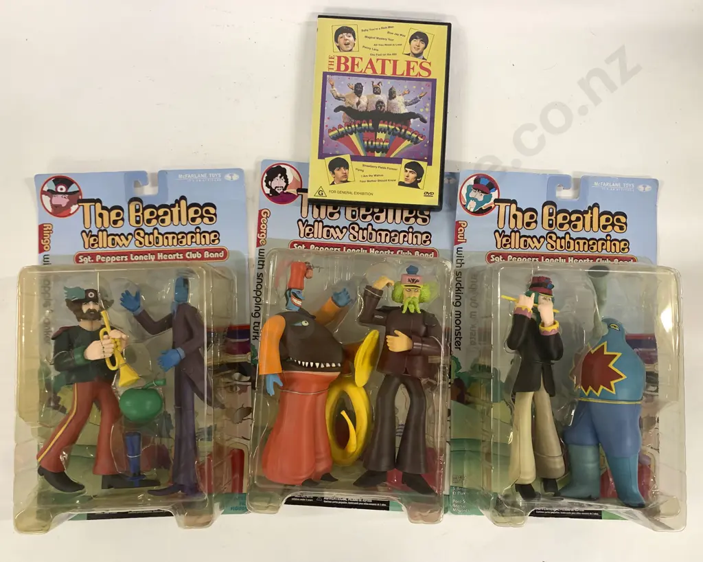 Beatles McFarland Toys Three Boxed Figures and DVD Image 1++