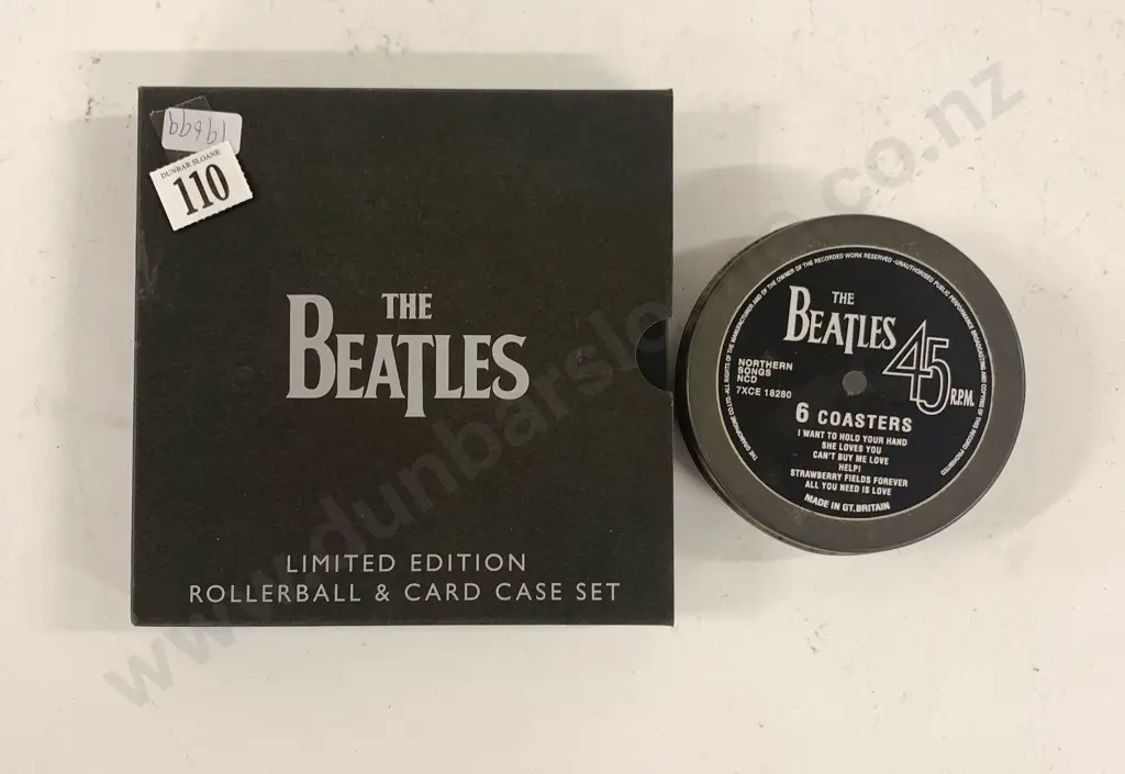 Beatles Boxed Limited Edition Rollerball Pen and Card Case Set and Set of Coasters Image 1++