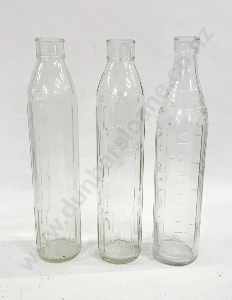 Three Shell and Mobil Oil Bottles Image 1++