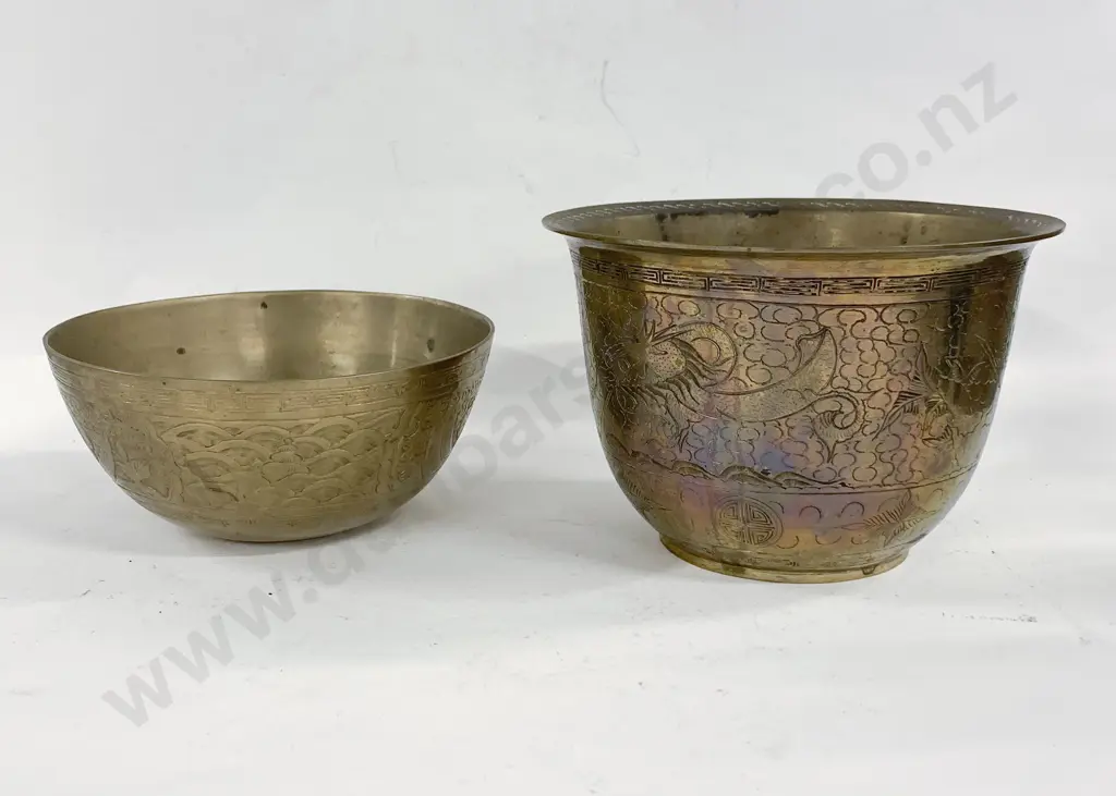 Chinese Heavy Brass Bowl and Planter Image 1++