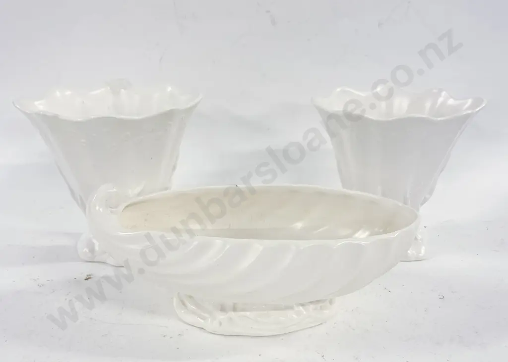 Pair of Crown Lynn Vases with Other Crown Lynn Trough Image 1++