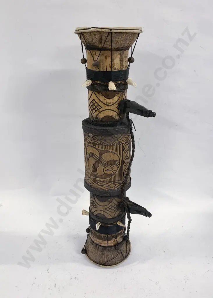 Borneo Tribal Drum Embellished With Teeth Image 1++