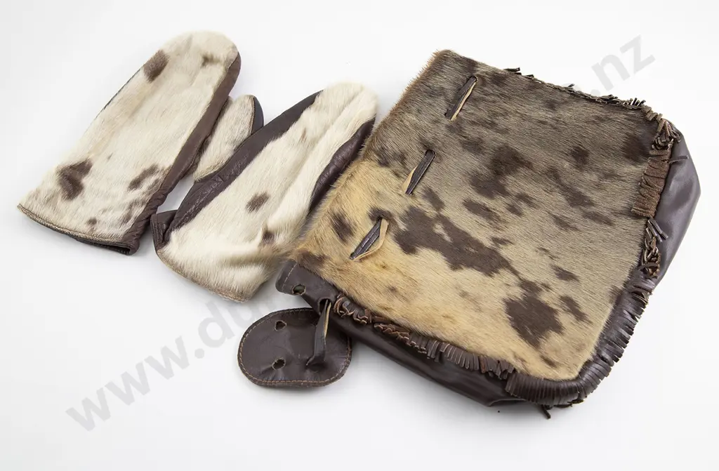 Leather and Seal Skin Bag and Gloves Image 1++