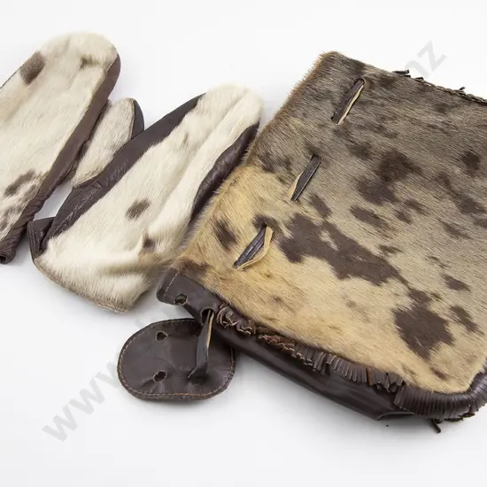 Leather and Seal Skin Bag and Gloves