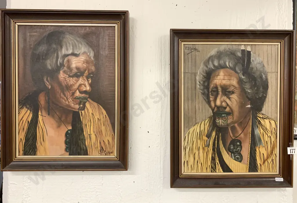 Pair of Maori Portraits After C. F. Goldie Image 1++