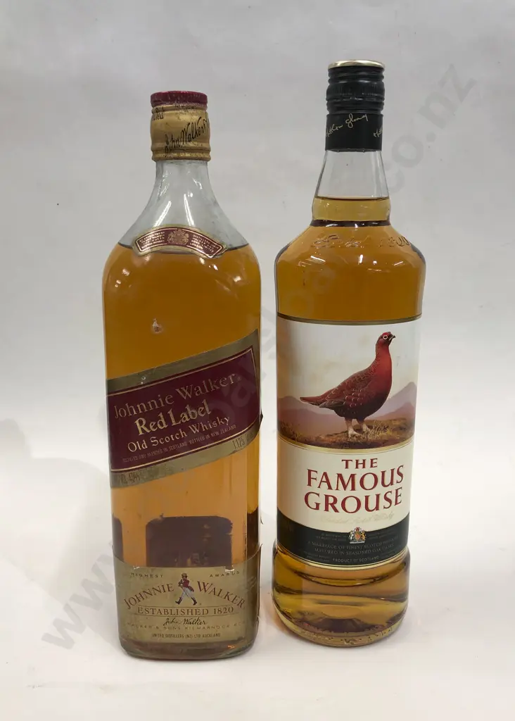 Johnny Walker Red Label Old Scotch Whiskey 1.125L Together With The Famous Grouse Scotch Whiskey 1L Image 1++