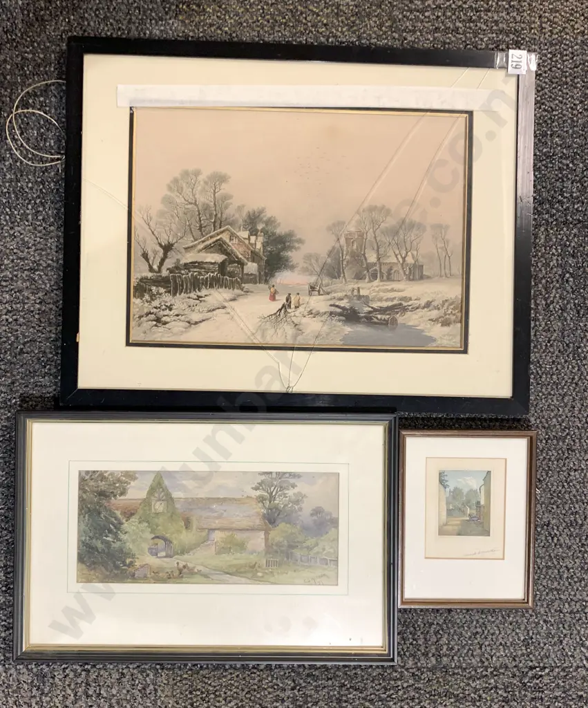 E. S. Wilson Watercolour of Country Cottage Together With Two Other Prints Image 1++