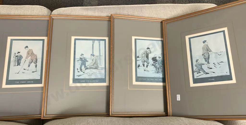 Six Framed Reproduction Golfing Prints Image 1++