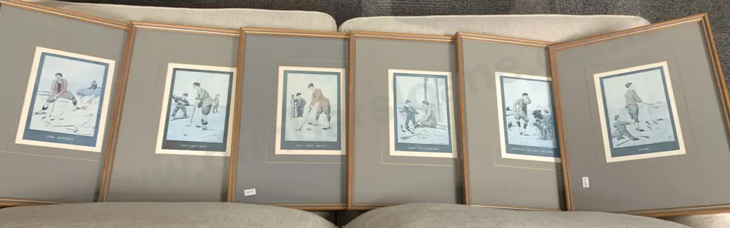 Six Framed Reproduction Golfing Prints Image 1++