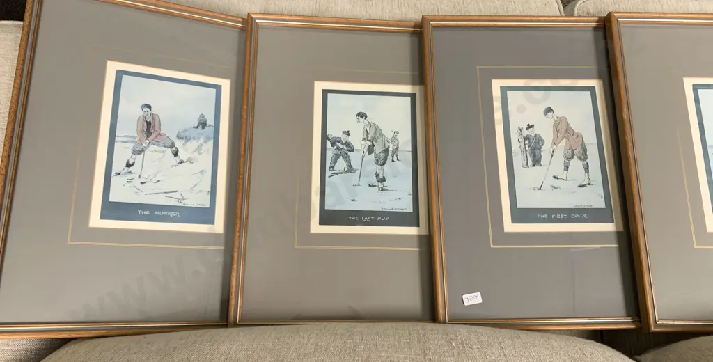 Six Framed Reproduction Golfing Prints Image 1++