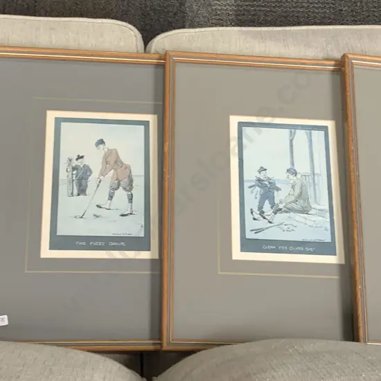 Six Framed Reproduction Golfing Prints
